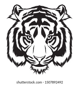 Tiger Head Black and White Design