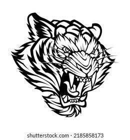 diseño vectorial blanco y negro de cabeza de tigre