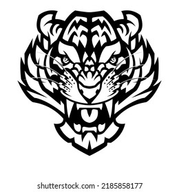 tiger head black and white vector design