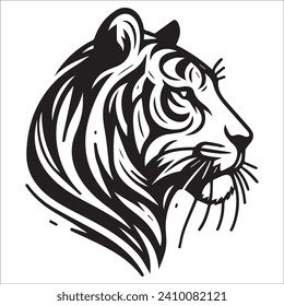 Tiger head ,Tiger black and white head vector illustration