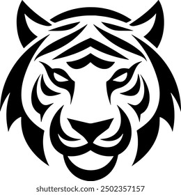 Tiger head black and white vector