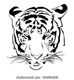 Tiger Head Black White Vector Stock Vector (Royalty Free) 354981830 ...