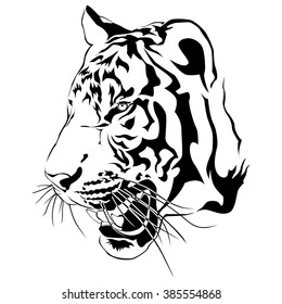 Tiger head black and white, Vector