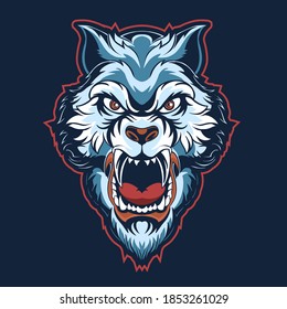 tiger head blue vector illustration