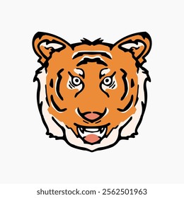 Tiger head cartoon. Cute illustration of tiger face. Vector design