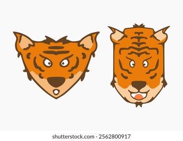 Tiger head cartoon. Cute illustration of tiger face. Vector design