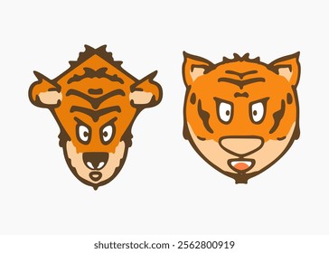 Tiger head cartoon. Cute illustration of tiger face. Vector design