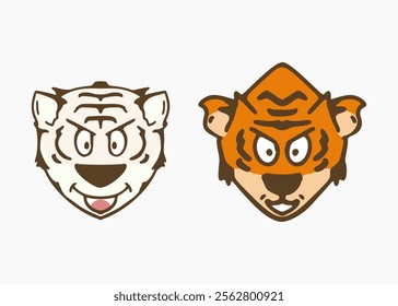 Tiger head cartoon. Cute illustration of tiger face. Vector design