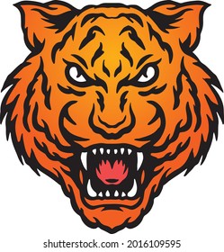 Tiger head cartoon vector art and illustration