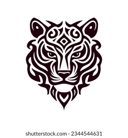 Tiger head in celtic symbol flat vector illustration