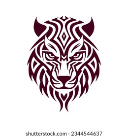 Tiger head in celtic symbol flat vector illustration