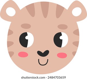 Tiger Head Childish Vector Illustration
