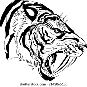 TIGER HEAD COLOR AND BLACK TATTOO I