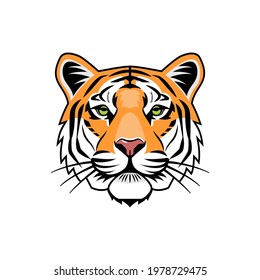 Tiger head color vector illustration. Design element for logo, t-shirt print