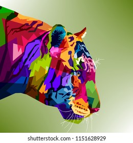 tiger  head colorful on pop art style