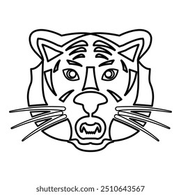 Tiger head contour outline line icon black color vector illustration image thin flat style