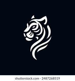 Tiger head creative vector logo icon design. Abstract and powerful illustration for t-shirt prints and branding. Dynamic and eye-catching.