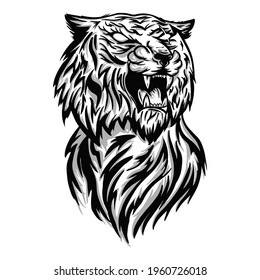 tiger head dashing, the tiger roared vector illustration