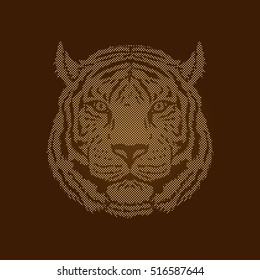 Tiger head designed using dots pixels graphic vector.