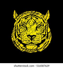 Tiger head designed using grunge brush graphic vector.