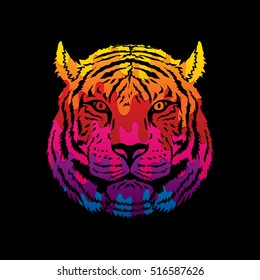 Tiger head designed using melting colors graphic vector.