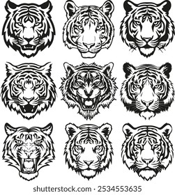 Tiger head designs for printing or cutting