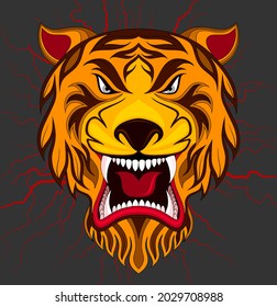 tiger head in detailed style