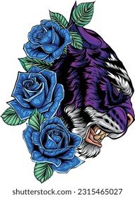 tiger head in detailed style vector illustration design