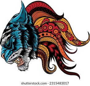 tiger head in detailed style vector illustration design