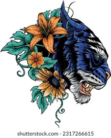 tiger head in detailed style vector illustration design