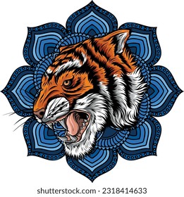 tiger head in detailed style vector illustration design