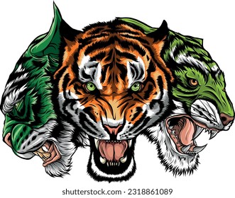 tiger head in detailed style vector illustration design