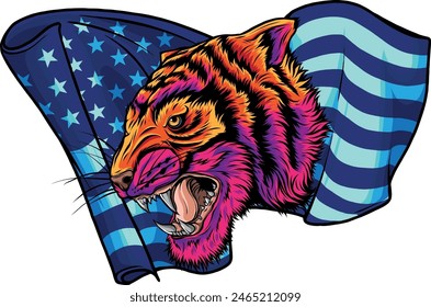 tiger head in detailed style vector illustration design