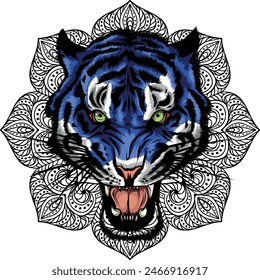 tiger head in detailed style vector illustration design