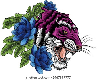 tiger head in detailed style vector illustration design