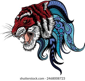 tiger head in detailed style vector illustration design