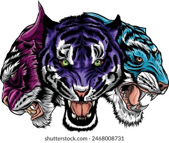 tiger head in detailed style vector illustration design