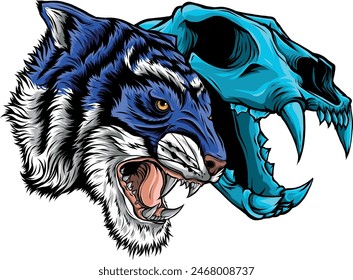 tiger head in detailed style vector illustration design