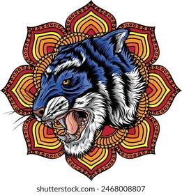 tiger head in detailed style vector illustration design