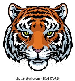 Tiger Head In Detailer Illustration Style