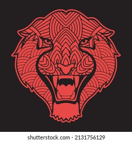 tiger head doodle ornament. Stylized Tiger face