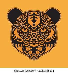 tiger head doodle ornament. Stylized Tiger face