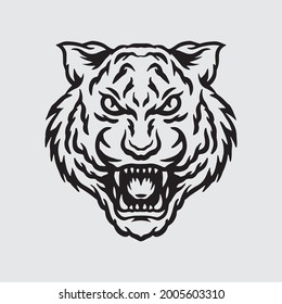Tiger head drawing. Creative illustration.
