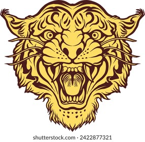 tiger head drawing roar oldschool vintage logo vector