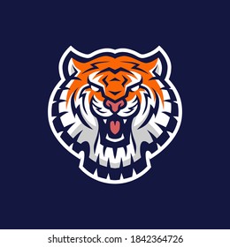 tiger head e sport logo vector icon illustration