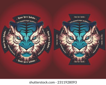 Tiger head emblem logo vector illustration