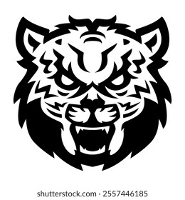 Tiger head embleme for sport team, black and white animal mascot logotype, Tiger head portrait vector logo