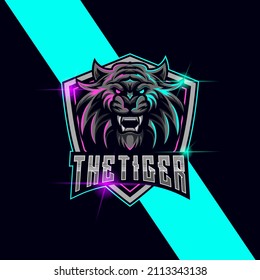 Tiger Head E-Sport logo design template