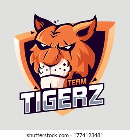 Tiger Head for E-Sport Logo Mascot Icon or Emblem Vector Illustration