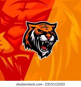 Tiger head esport mascot logo for gaming, baseball, soccer team. Silhouette of tiger head vector illustration.